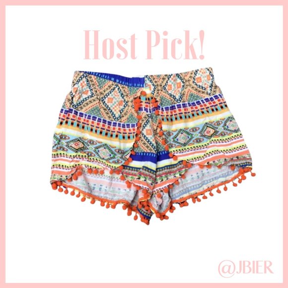 LF the brand tribal Aztec Pom Pom Shorts - Picture 1 of 5